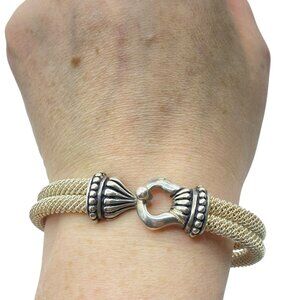 Joseph Esposito ESPO SIG 925 Sterling Silver Double Mesh Cable Cuff Bracelet 7"